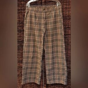 American Eagle Outfitters Skater Pants Women's 10 Gray Tan Plaid Wide Leg AEO